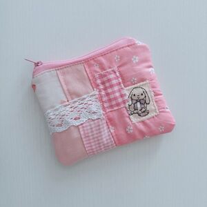 Pink Quilted Bunny Zip Pouch